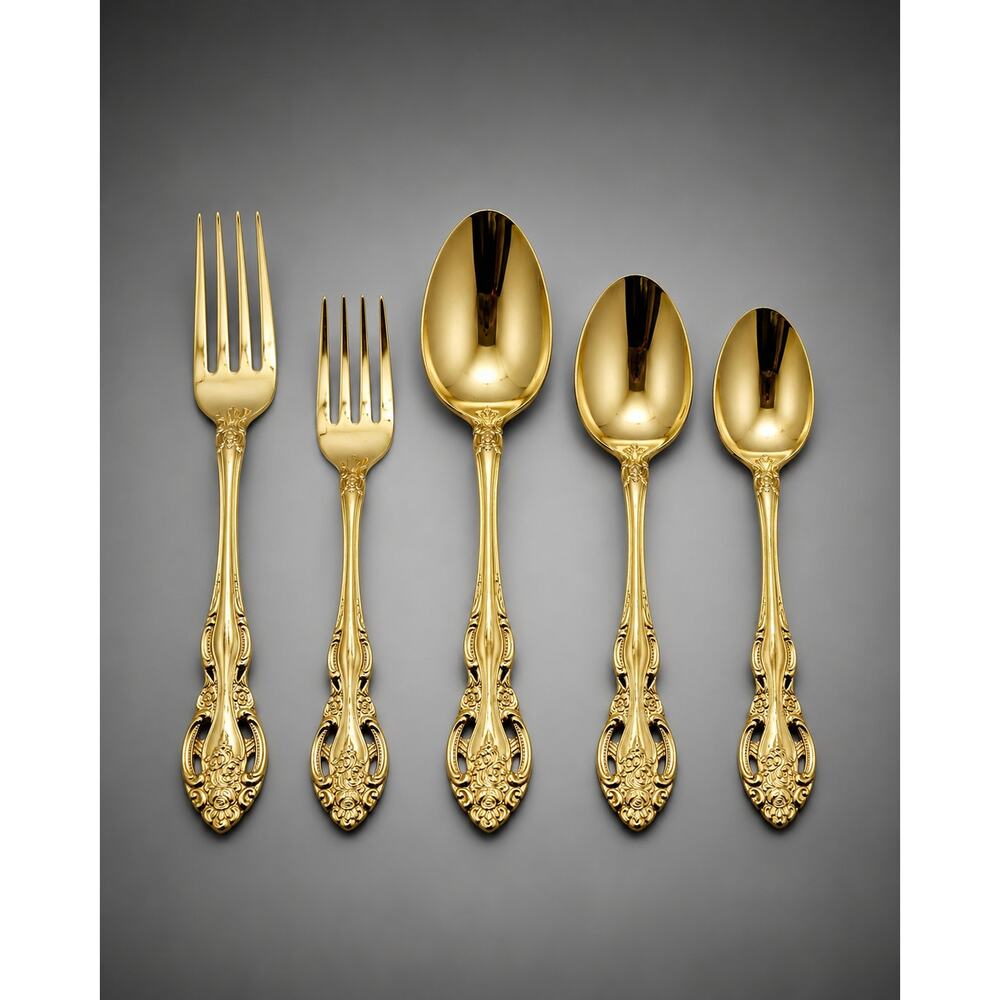 Vtg Viners Sheffield VS11 Gold Electroplate Flatware 5 Pc Place Missing Knife